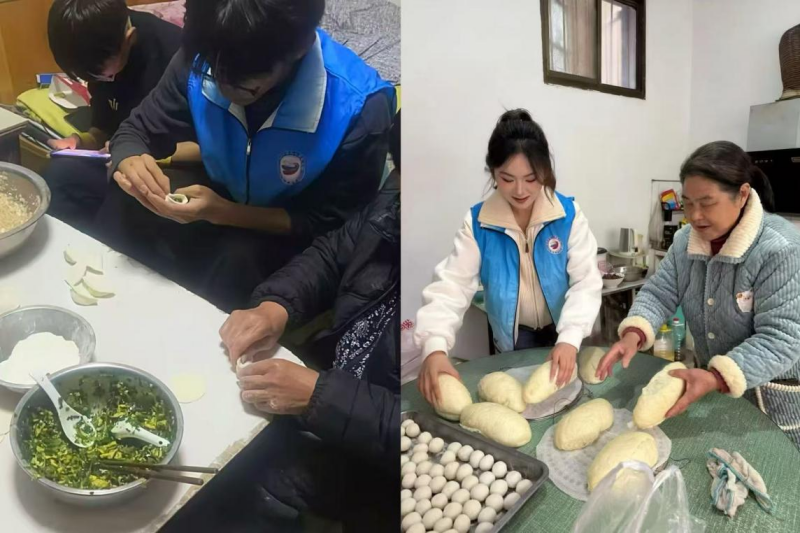 青丝伴银发，财贸学子寒冬绘就温暖志愿画卷