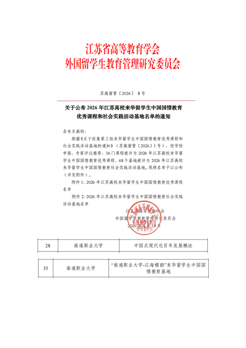 喜报！我校留学生国情教育课程与实践基地双双获评省级优秀